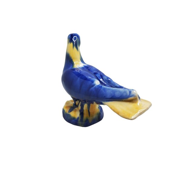 vintage porcelain blue glazed lifesize bird figurine - Picture 4 of 4